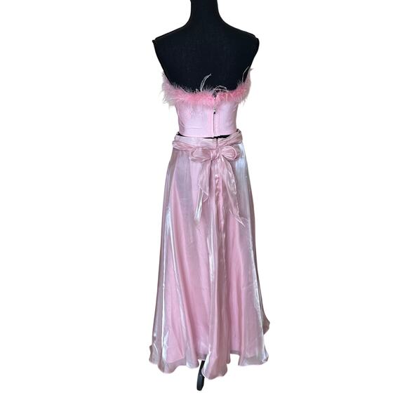 Iridescent Pink Full Maxi Ball Gown Skirt SIZE 10 Formal Full Satin Vintage USA - Picture 4 of 6